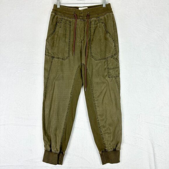 Anthropologie Nomad High Rise Jogger Size Small Olive Green Lyocell - Picture 1 of 8